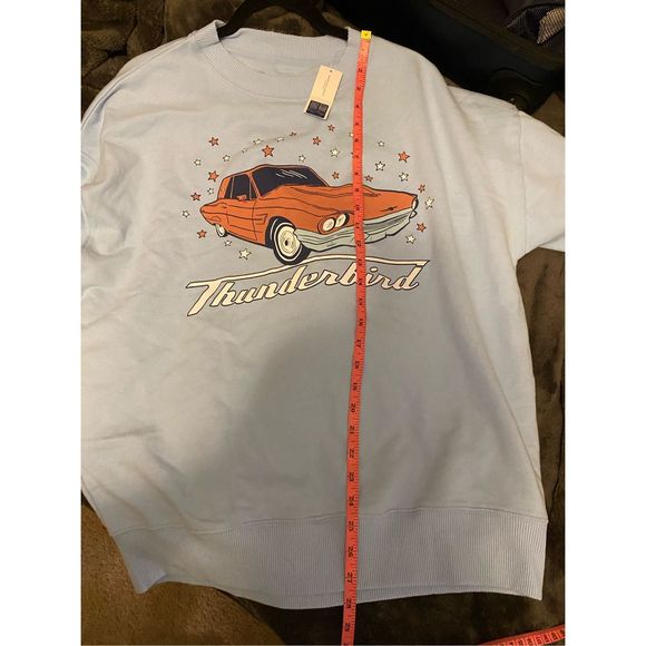 American Eagle NWT Oversized Thunderbird Graphic Sweatshirt Blue Sz Small MP $60 - Picture 12 of 14